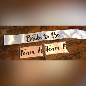 “Bride To Be” and 2 “Team Bride” Sashes